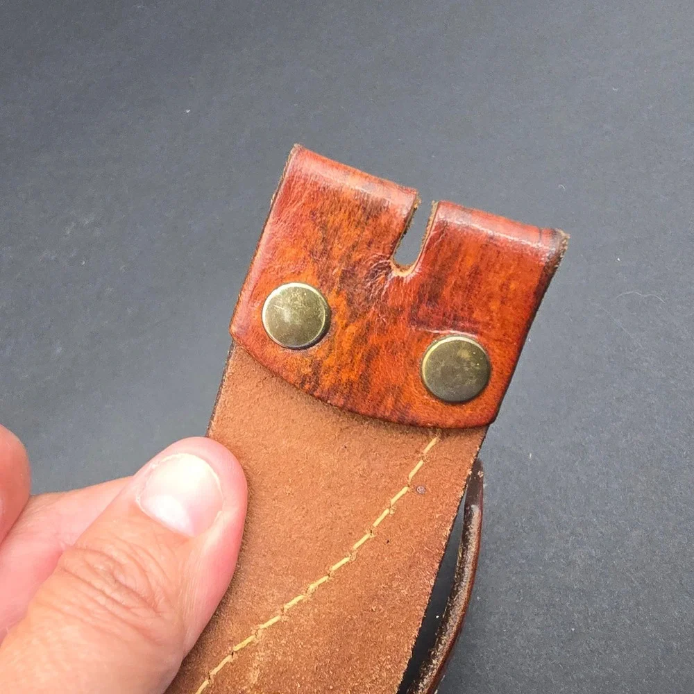 Hand Stained Latigo Leather Western Belt Strap Embossed Brown Floral 6527 41in